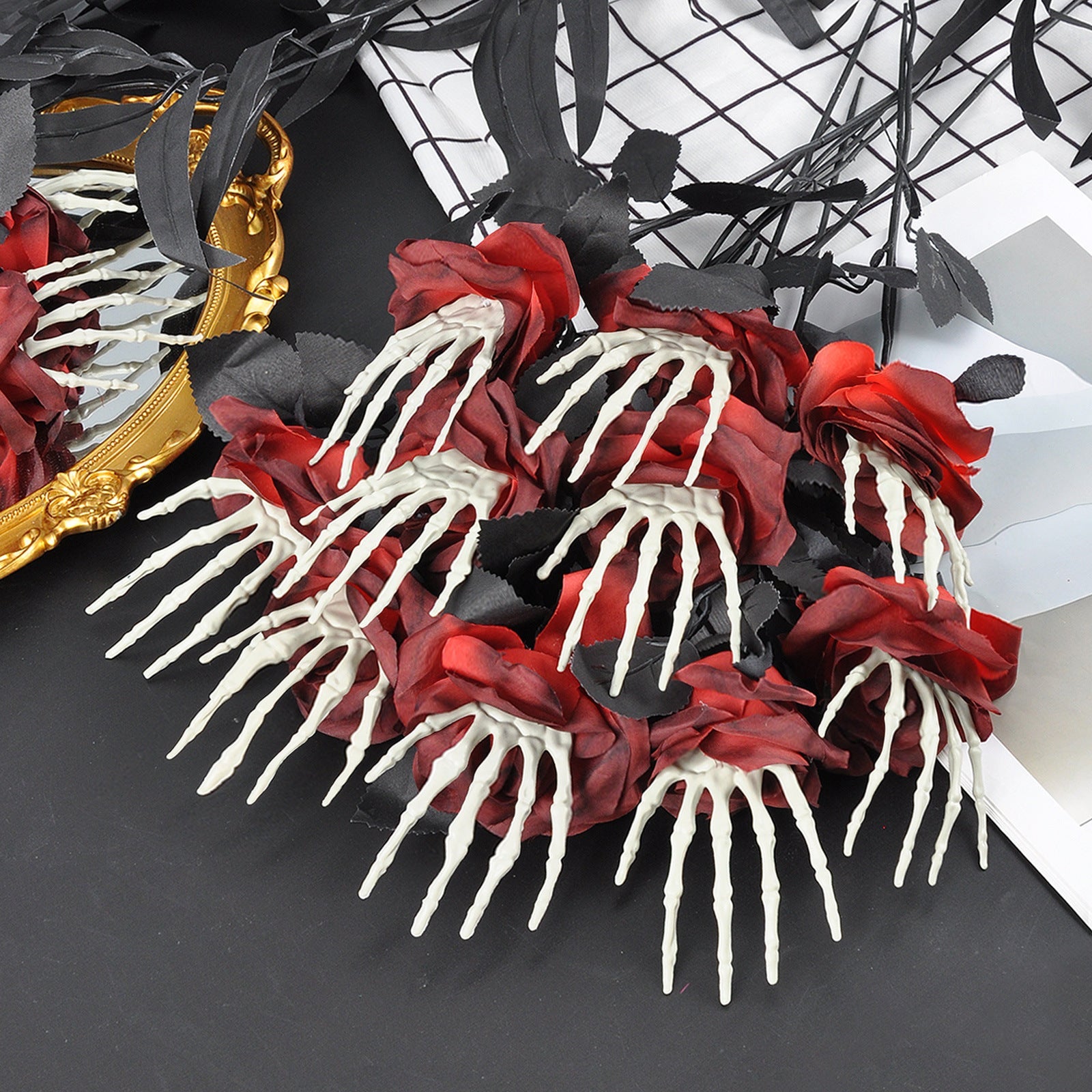 Halloween Skull Hand Rose Horror Decoration Ornaments
