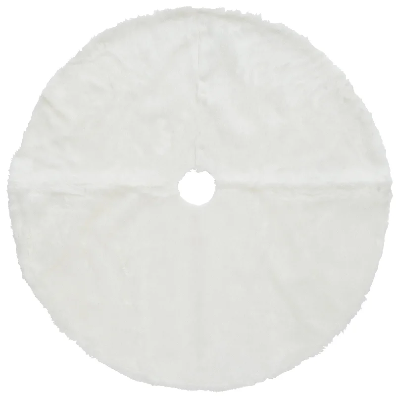 52 in. General Store Collection White Faux Fur Tree Skirt