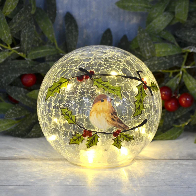 Crackle Ball Robin Scene 20cm