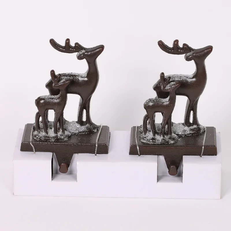 Metal reindeer stocking holder