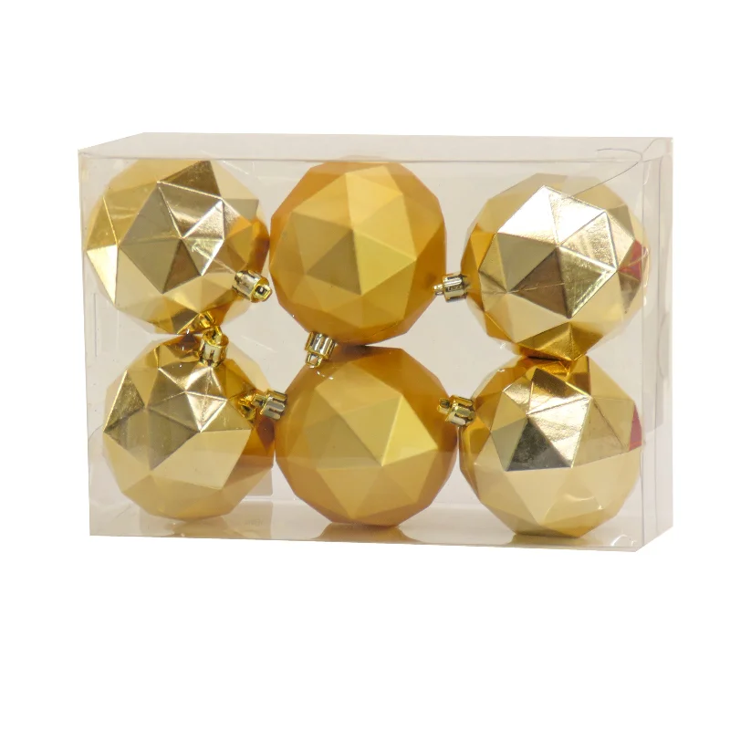 6-Piece Shatterproof Geometric Gold Ornaments