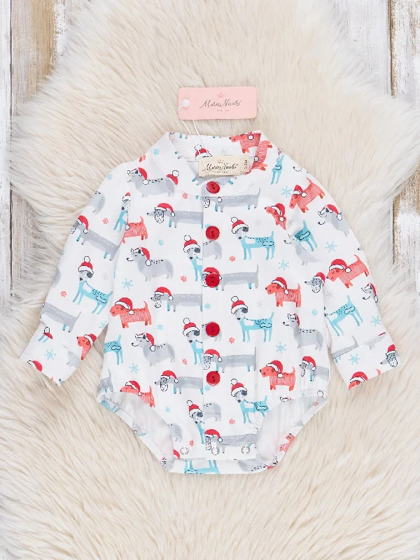 Holiday Puppies Button-Up Bubble