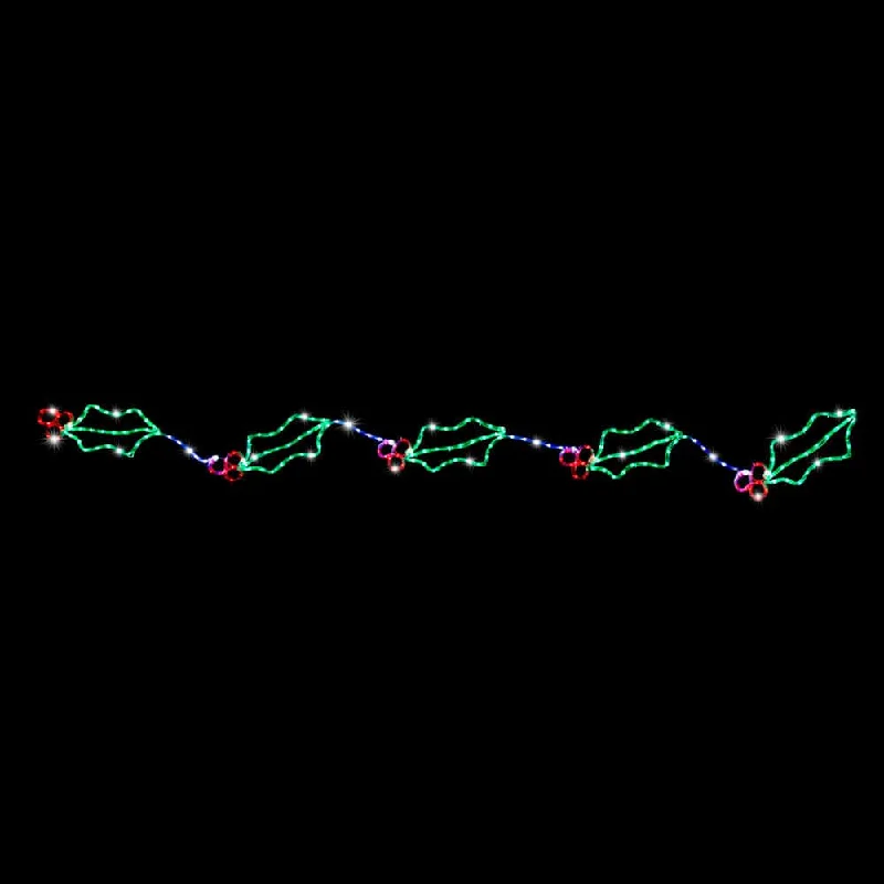 LED Flashing Ropelight Holly Garland (5 Leaves)