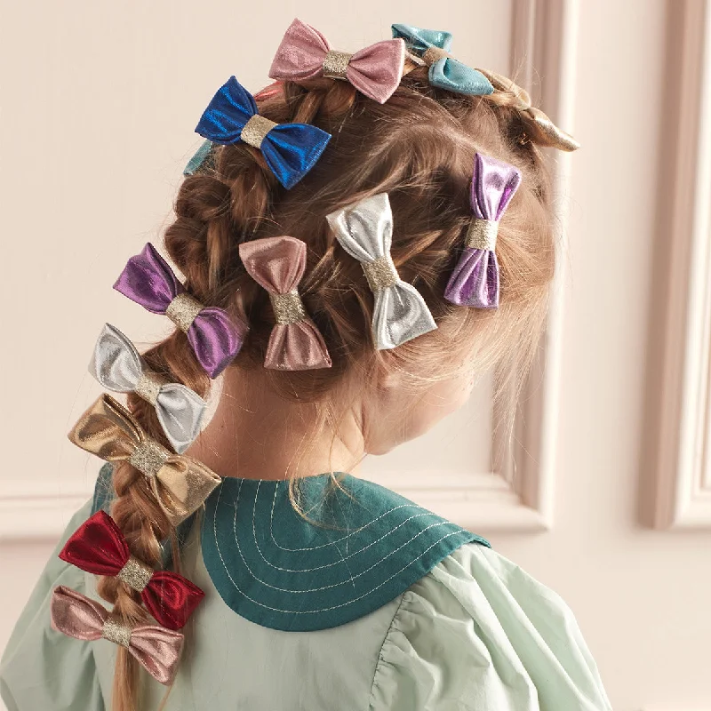 Glittery Fabric Hair Bows (x 8)