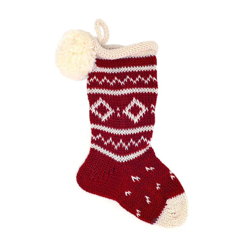 Mini Nordic Roll Cuff Stocking in Red