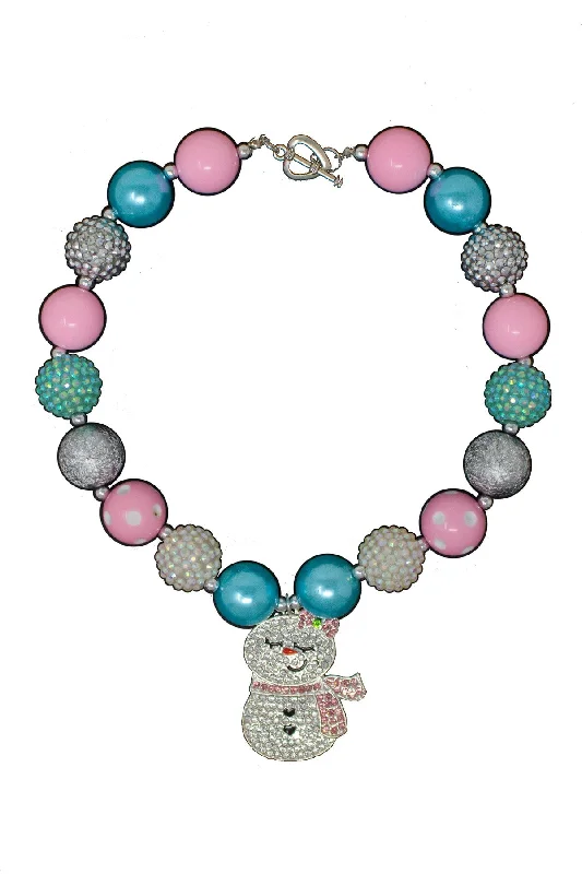 Pastel Snowgirl Rhinestone Bubblegum Necklace