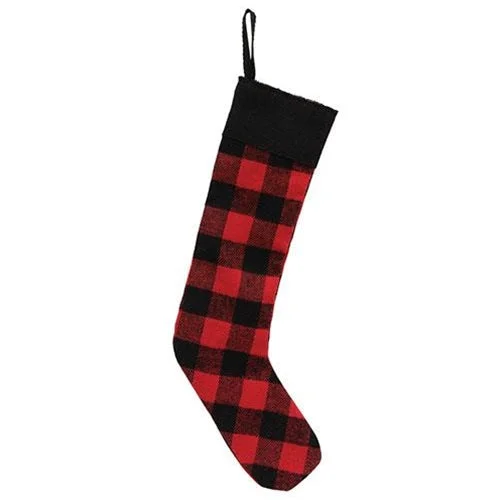 Red & Black Buffalo Check Fabric Stocking Ornament