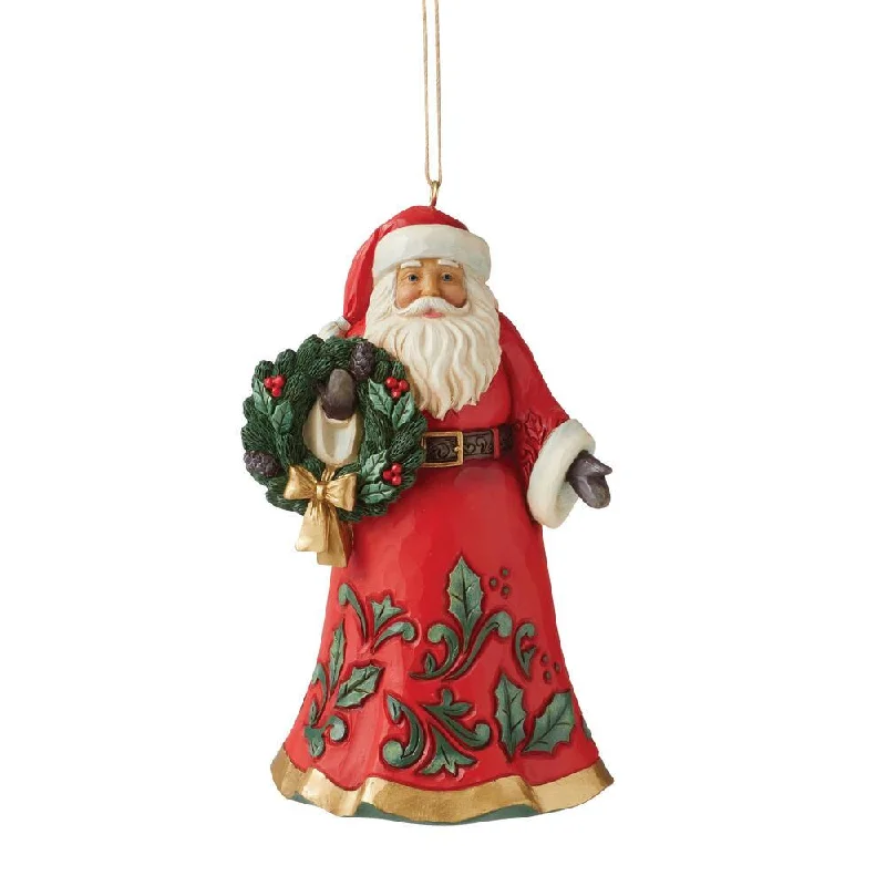 Santa with Wreath Ornament - Jim Shore