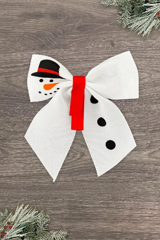 White & Red Snowman Bow