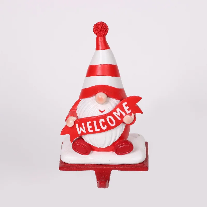 Polyresin Santa gnome stocking holder