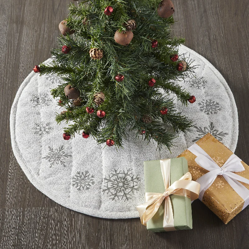 Yuletide Burlap Antique White Snowflake Tree Skirt 24